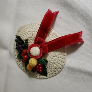 Vintage Crochet Hat Brooch